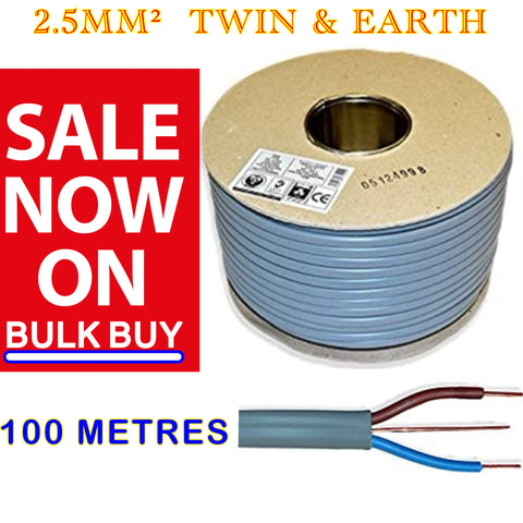 Twin & Earth Cable (6242Y) Grey 2.5mm2 x 100m Drum