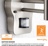 OUTDOOR SECUIRTY LIGHT, WITH MOTION SENSOR & VERY UNIQUE BRUSHED STAINLESS IP44 RATED A+++ RATED