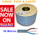 TWIN & EARTH CABLE (6242Y) GREY 2.5MM2 X 50M DRUM