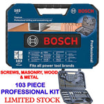 Bosch Drill Bit Set Professional Titanium 103 Piece Screws Masonry Wood & Metal